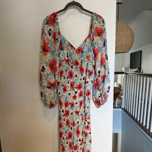 Rixo Gio Pansy Silk Midi Dress - XS